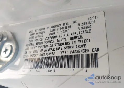 2011 Honda Accord 2.4 Ex-L from USA, damaged, VIN 1HGCP2F84BA038878